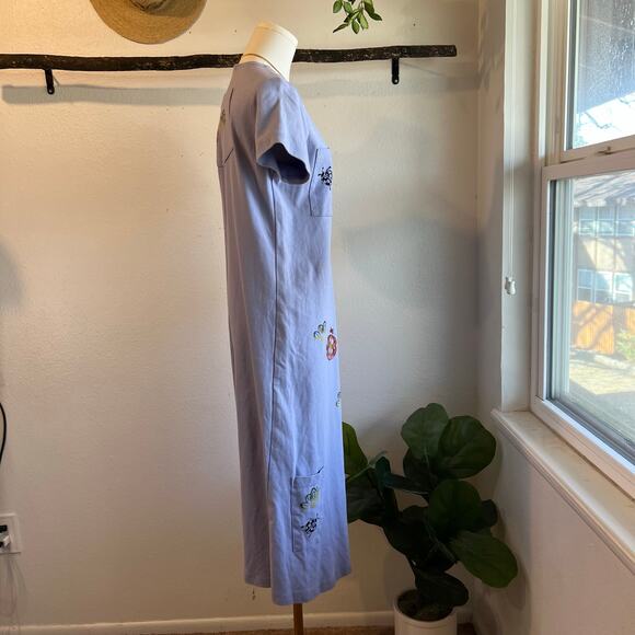 Vintage USA Focus Cotton Purple Painted Lady Bug Printed Pocket Dress Size Small - Picture 4 of 12